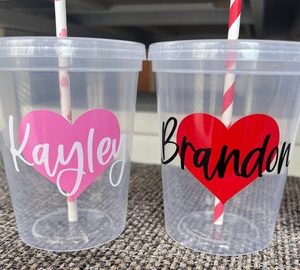 Kid’s Valentine’s day tumbler | Kids gift | Clear tumbler with lid and straw