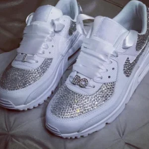 Custom bling “I do” Air Max wedding sneakers, custom bride shoes