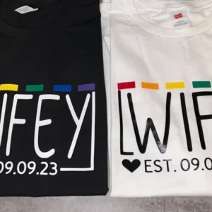 LGBTQ Wifey wedding honeymoon tshirt | two brides matching tshirts