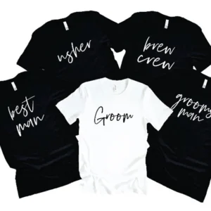 Custom grooms party title tshirt | Matching bachelor party tshirts | Wedding day shirts for groomsmen