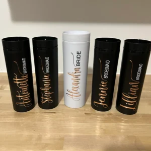 Custom wedding party gift matte acrylic tumbler, Bridesmaid proposal gift, 16oz matte skinny tumbler