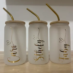 Bride Beer Can frosted Glass Cup w/ Lid and Straw | Cute matching Bachelorette Cups | Affordable Wedding Party Gifts | Bridesmaid proposal
