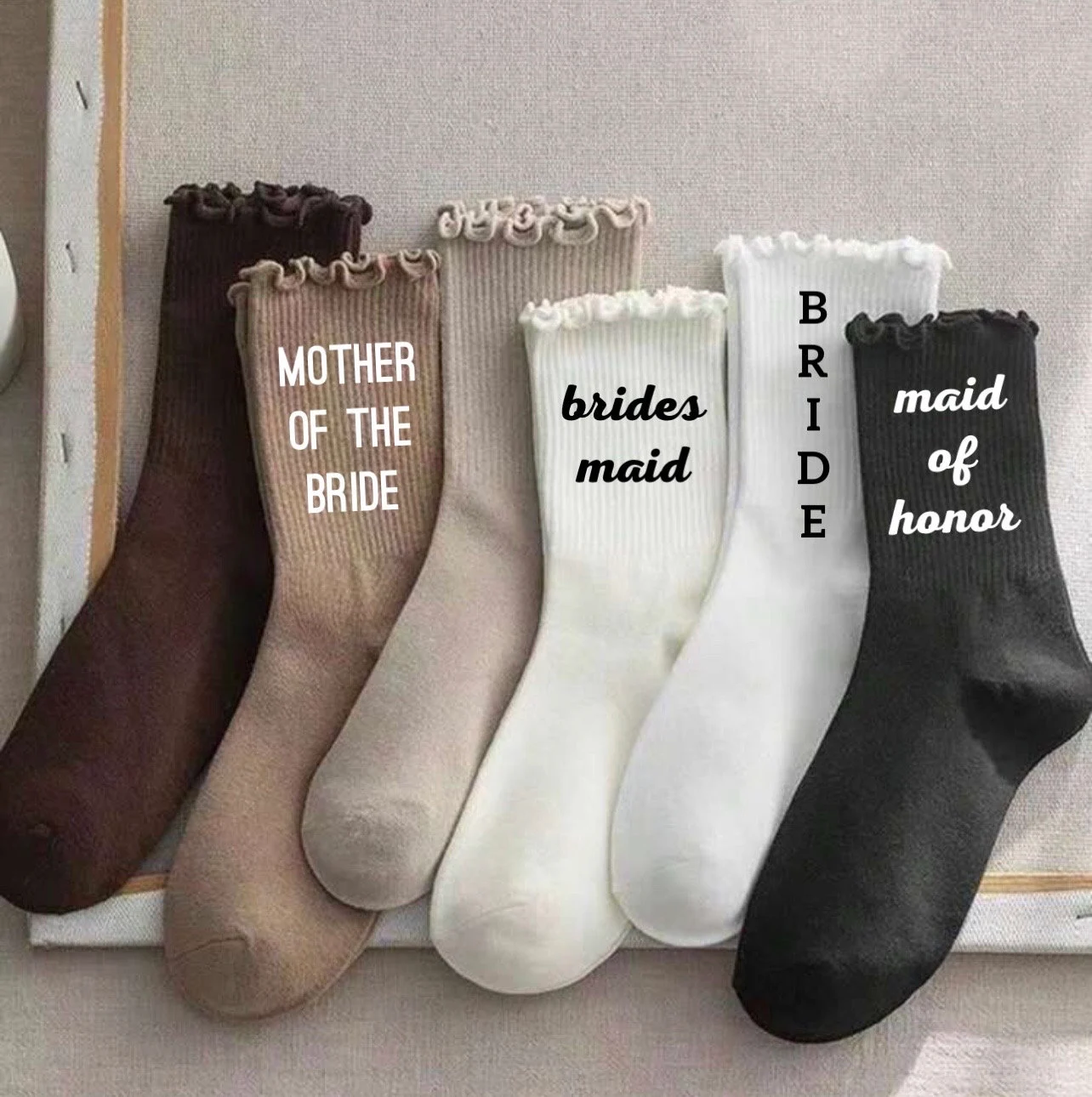 Womens lettuce top bridal party socks, Bachelorette party matching ruffle socks, Bride wedding day socks - Image 6