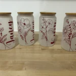 Frosted birth flower glass tumbler | 16oz glass coffee tumbler | Bridesmaid gift | Personalized cup