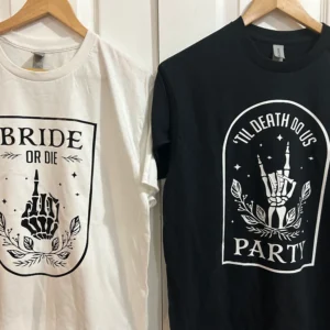 Bride or die bachelorette party tank tops | Gothic wedding tshirt | Skeleton hands