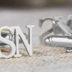 Monogram stainless steel cufflinks | Groomsmen gift idea | Wedding day custom mens cufflinks