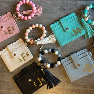 Personalized wristlet keychain wallet with name, Custom everyday colorful wallet, Bridesmaid proposal gift idea