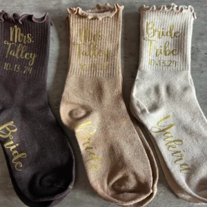 Bridal party lettuce top women’s socks, Bridesmaid gift idea, Wedding day dress socks, Matching girls ruffle socks