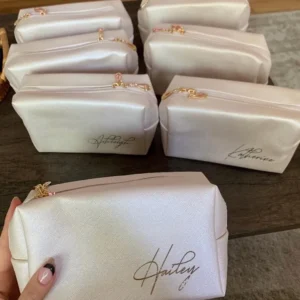 Womens makeup toiletry bag with name, Bridesmaid gift,  DIY bridal party proposals, Bachelorette favor
