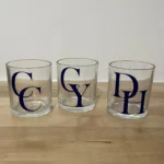 Initial groomsmen monogram whiskey rocks glass, Best man wedding day gift, Groom glass
