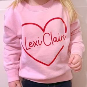Kids Valentines Day sweatshirt with heart and name, Cute kids sweatshirt, Boys and Girls